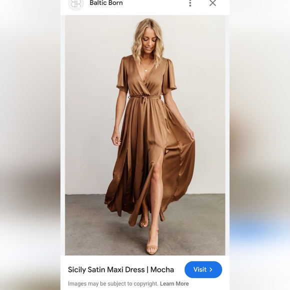 Baltic Born Dresses & Skirts - Baltic Born Sicily Satin Double Slit Maxi Dress in Rosy Brown NWOT